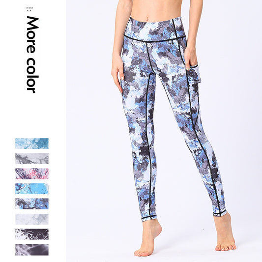 New Ladies Yoga Pants Printed Tights Outdoor Sports Fitness Yoga Pants Leggings Factory Direct Sales
